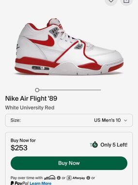 Nike Men's Air Flight '89 Sneakers - White/University Red